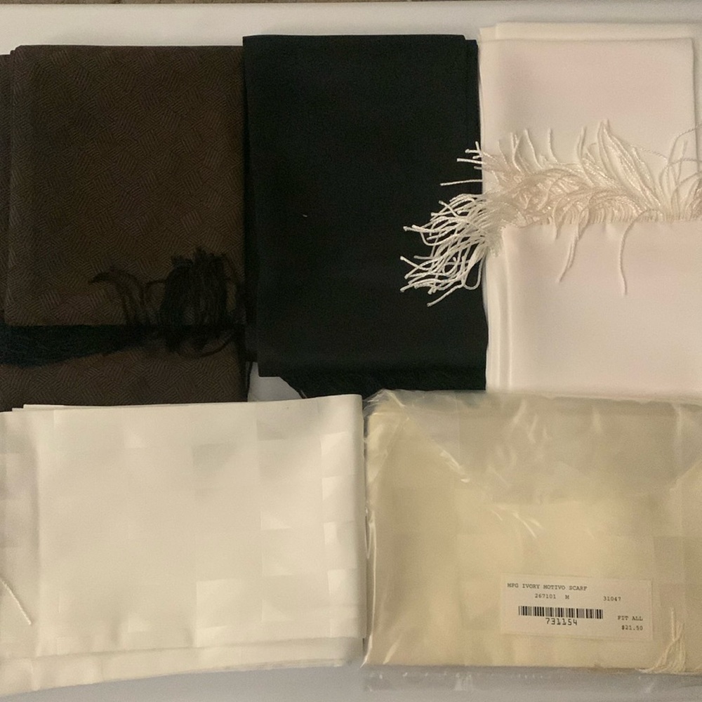 Five dress scarves